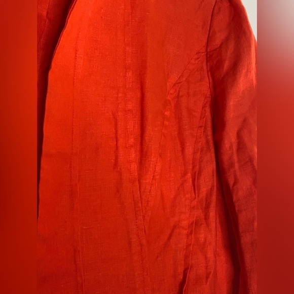 Chico Linen Blazer Size 1 Pleated Color Is Coral/Rust Orange In Color 100% Linen - Picture 5 of 5